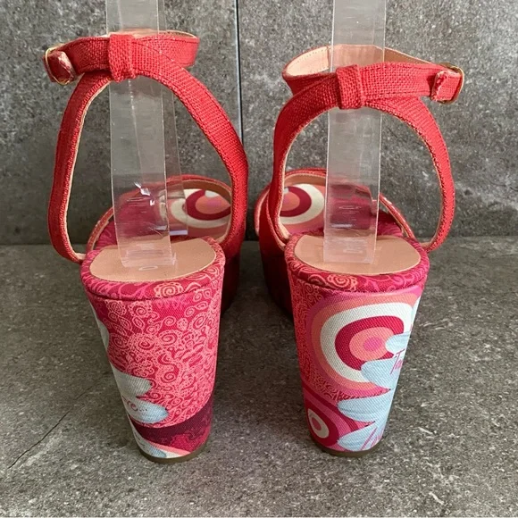 Desigual Red and Multicolor Platform Sandals - Picture 7 of 11